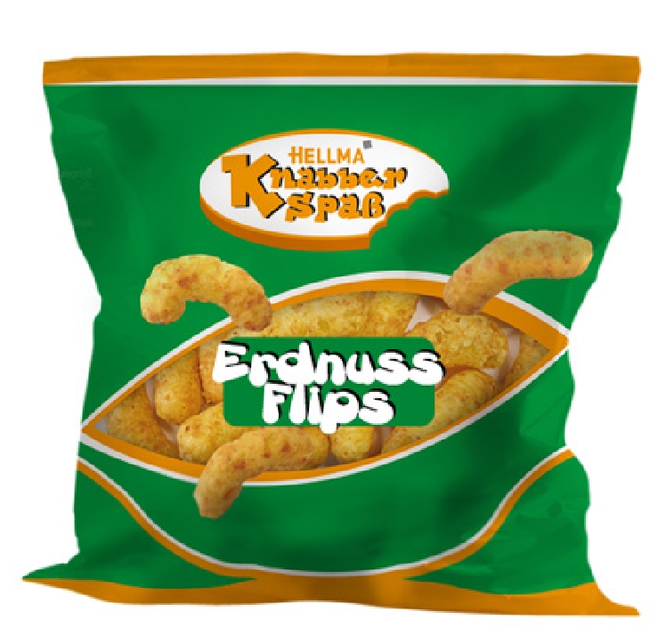 Hellma Erdnussflips, Knabbergebäck in der Portion, Karton: 80 Stück á 8g
