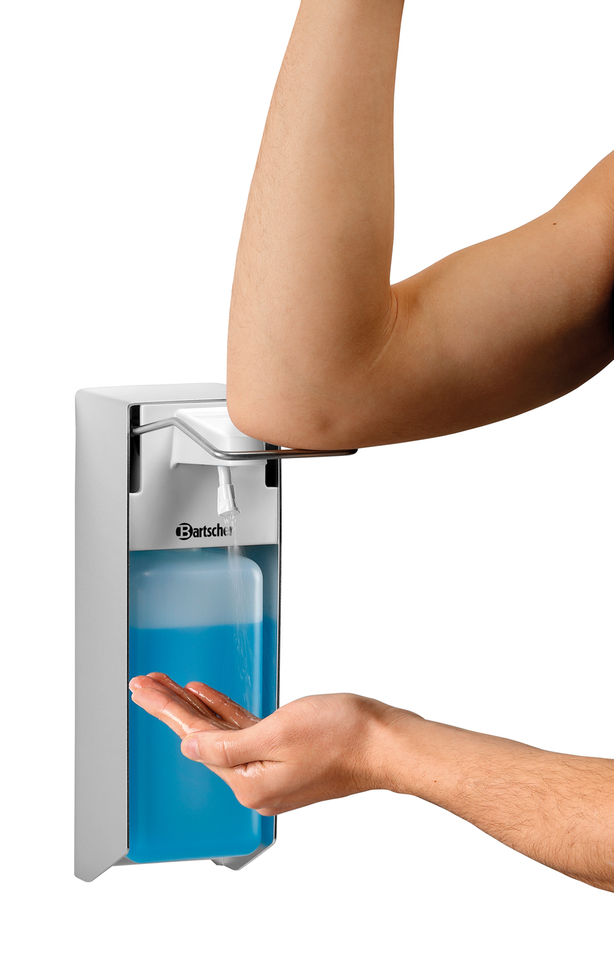 Bartscher Desinfektionsspender PS 0,9L-W |Nachfüllbar: Ja | Maße: 9,5 x 22,5 x 31,0 cm.Gewicht: 0,67 kg