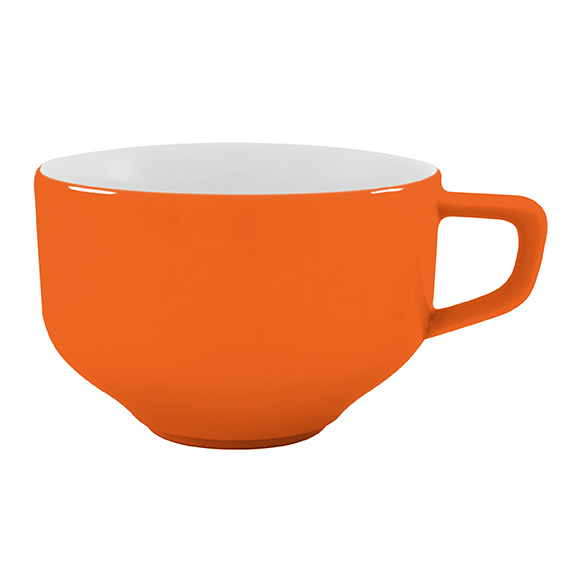 Obertasse 0,37 l - Form: Baristar - Dekor 79922, orange - aus Porzellan. Hersteller: Eschenbach., "Made in Germany".