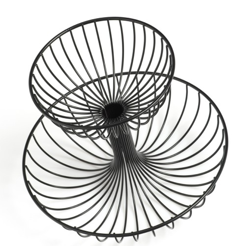 Obst-Etagere, 2-lagig, Metall, schwarz. Ø: 320 mm. Höhe: 258 mm.