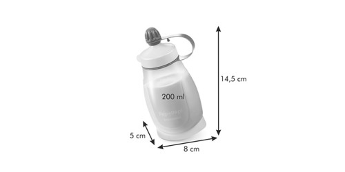 Biegsame Trinkflasche PAPU PAPI 200 ml, mit Löffel, rosa