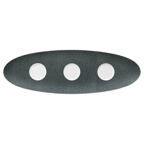 Seltmann Setplatte 44 cm, oval, Form: Coup Fine Dining, Dekor: 57273 anthrazit, hohe Kantenschlagfestigkeit, Made in Germany