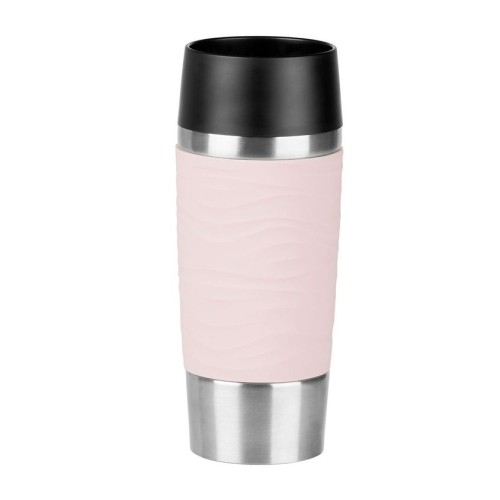 Emsa TRAVEL MUG WAVES Isolierbecher 0,36 Liter, Puder-Rosa - 4h heiß und 8h kalt, 100 % dicht, Quick Press Verschluss