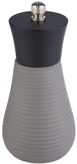 Pfeffermühle -ELEMENT- Ø 7,5 cm, H: 15,5 cm Beton, Holz Farbe: grau / schwarz Mahlwerk aus Carbonstahl Mahlgrad stufenlos