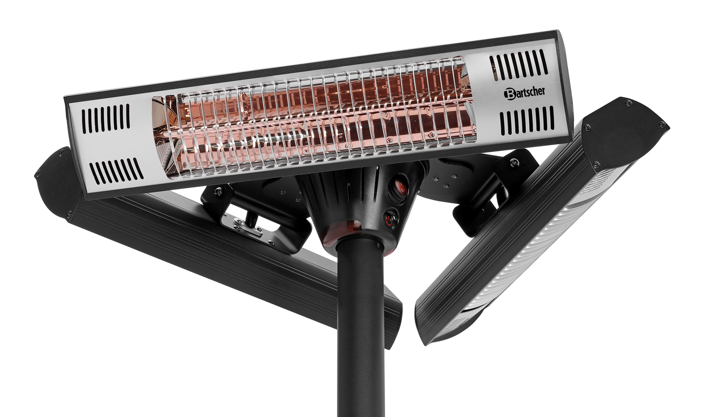 Bartscher Heizstrahler ST3000 3-E360 | Einsetzbarim: Außenbereich | Maße: 61 x 61 x 210,0 cm.Gewicht: 19,6 kg