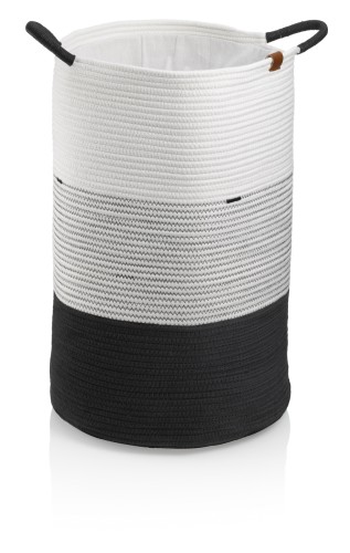 Wäschesack Hedda Baumwolle/Polyester Mischung weiß-schwarz 57,0 cm 40,0 cm Ø von Kela