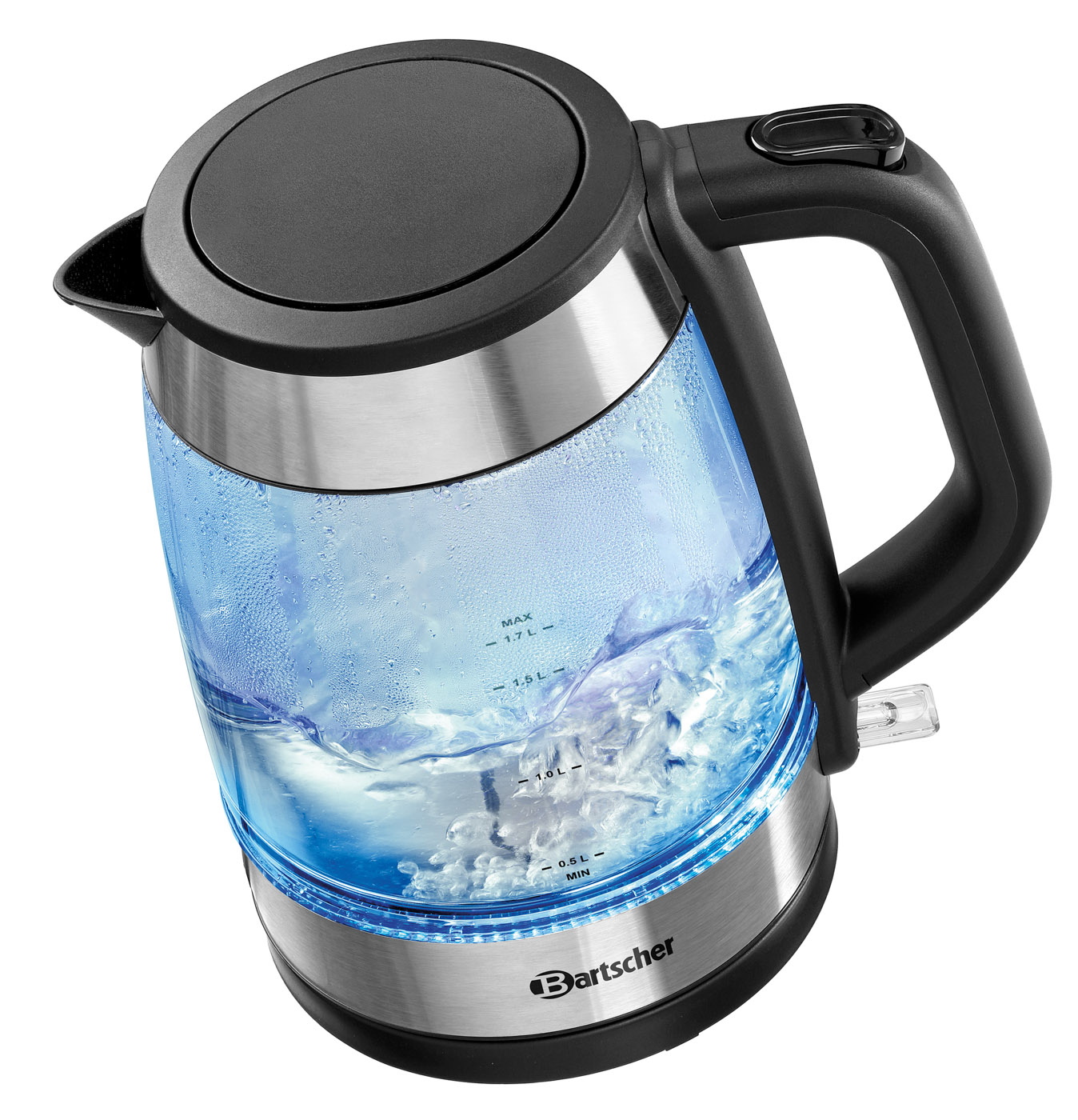 Bartscher Wasserkocher 1,7 GLASKochstopp-Automatik: Ja | Maße: 16 x 23 x 23,5 cm.Gewicht: 1,3 kg
