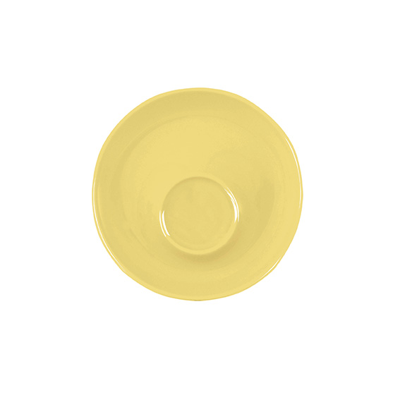 Untertasse 11 cm Spiegel außerzentrisch - Form:, Baristar - Dekor 79923 hellgelb - aus Porzellan., Hersteller: Eschenbach. "Made in Germany".