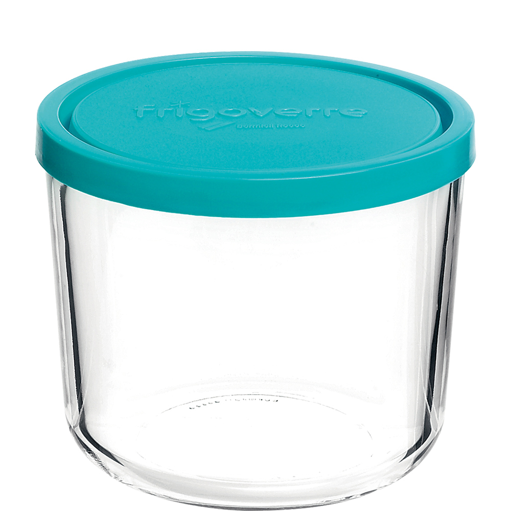 Bormioli Rocco Frigoverre Classic Box rund 81,3cl, 120x120mm, blauer PP-Deckel, blau, Polypropylen (PP)
