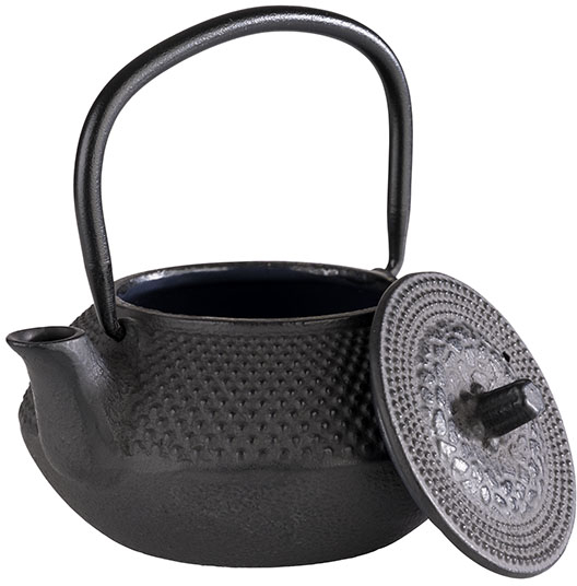 Teekanne -ASIA- 12,5 x 11 cm, H: 12,5 cm Gusseisen, innen emailliert 0,3 Liter, schwarz mit abnehmbarem Deckel nicht