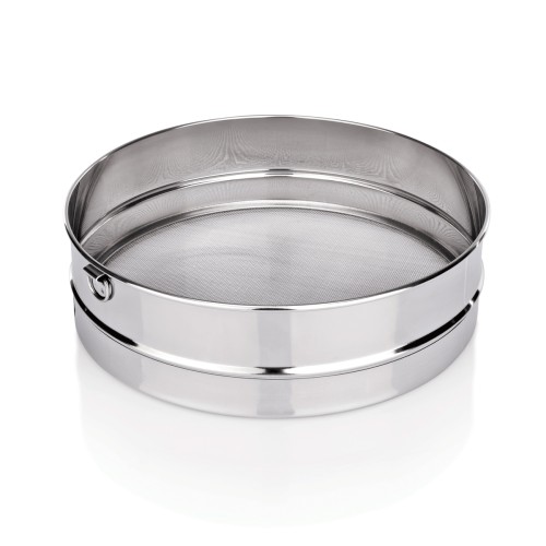 Mehlsieb, Material: Chromnickelstahl. Durchmesser: 25 cm. Maße: Höhe: 70 mm