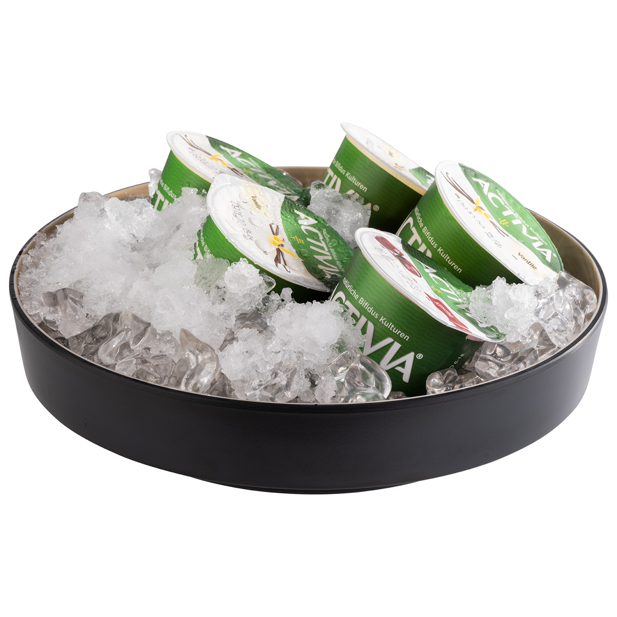 Schale, 2-teilig -FRIDA-, Ø 25,5 cm, H: 6 cm, Melamin, innen: Holzoptik, außen: schwarz, Set bestehend aus: Schale und Abtropfeinsatz