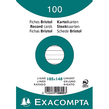 Exacompta Karteikarte DIN A6 liniert 205g/m Karton weiß 100 St./Pack.