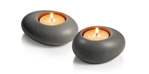 Teelichthalter FANCY HOME Stones 2 St., grau