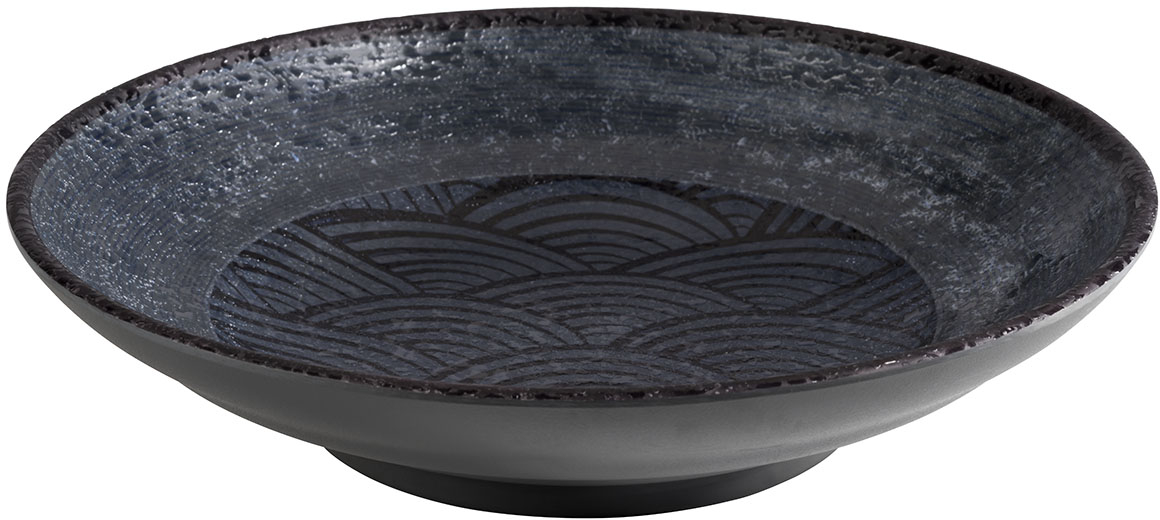 Schale -DARK WAVE- Ø 22,5 cm, H: 5 cm, 0,75 Liter Melamin innen: Dekor außen: schwarz spülmaschinengeeignet stapelbar nicht