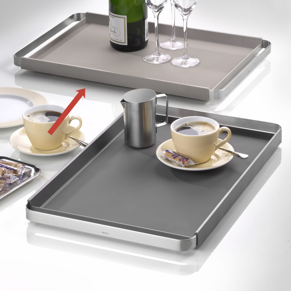 Blomus Tablett PEGOS, rechteckig, mit rutschhemmender Silikonauflage, Maße: 50x32x3,7 cm, Farbe: satellite