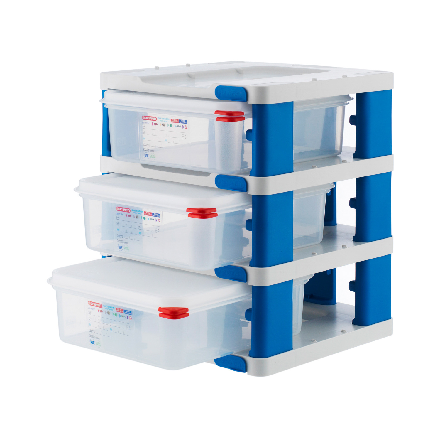 ARAVEN Gastroturm für GN 1/2 Behälter inklusive 3 Containern, 357x312x397mm