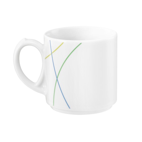 Seltmann Becher mit Henkel 0,28 l, rund, Form: Community, Dekor: 57403 Green Line, hohe Kantenschlagfestigkeit, Made in Germany