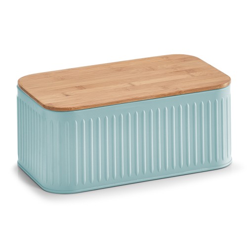 Brotkasten, Metall; Bamboo lackiert, 30x18x13 cm. Farbe: mint. Dieser praktische Brotkasten wurde aus hochwertigem Metall und Bambus gefertigt und