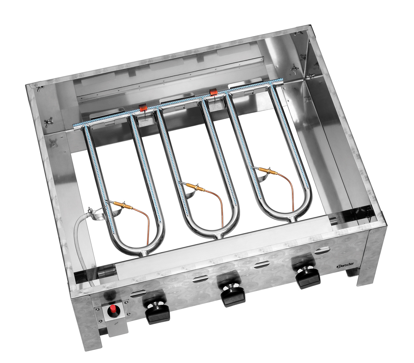 Bartscher Gas-Tischbräter TB1000PF | Anschluss:1/4" | Maße: 70,5 x 56 x 27,5 cm. Gewicht: 13,9 kg