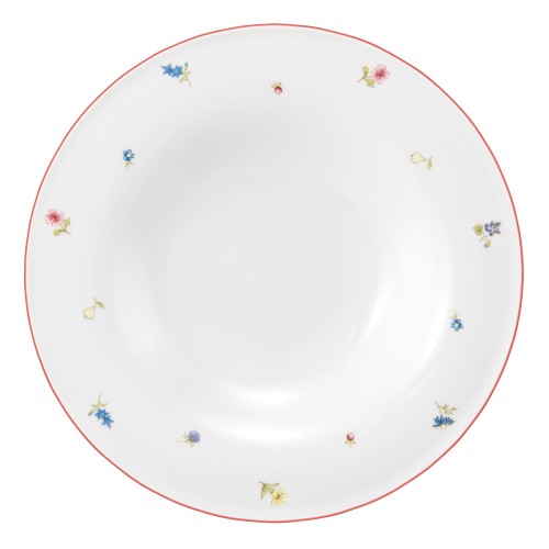 Seltmann Pastateller tief 27 cm, rund, Form: Community, Dekor: 57388 Streublume rote Linie, hohe Kantenschlagfestigkeit, Made in Germany