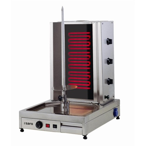 SARO Döner- / Gyrosgrill Elektro für 40kg Fleisch Modell ED3 - Material: Edelstahl - 3 schlangenförmige Heizelemente und der sich langsam