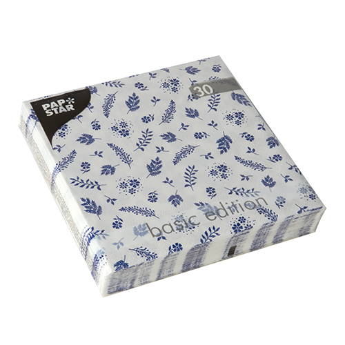 30 Servietten, 3-lagig 1/4-Falz 33 cm x 33 cm blau "Aurora" von PAPSTAR