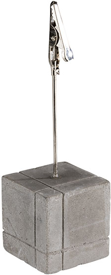 Kartenhalter, 4er Set 3 x 3 cm, H: 12 cm Beton, mit Klammer inklusive 30 Beschriftungskarten 10 x 8 cm (15x weiß und 15x