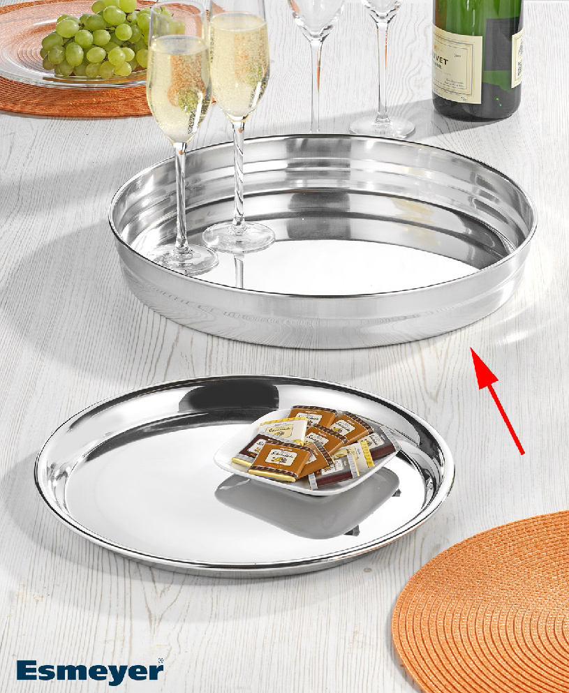 Bierglasträger VENTO aus Edelstahl 18/10, Durchmesser: 32 cm, Höhe: 4 cm, mit Stapelschulter, schwere Qualität