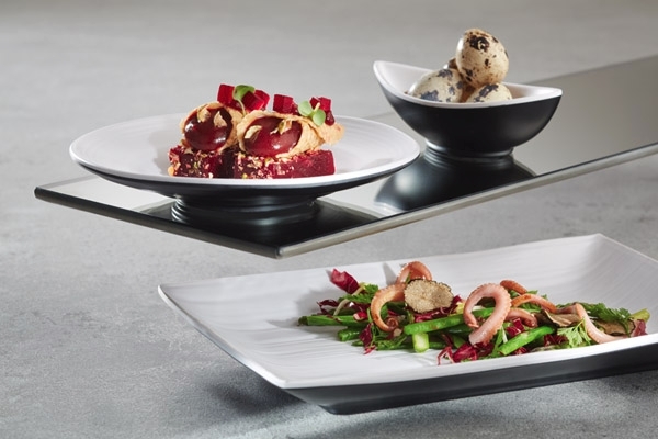 Fingerfood-Löffel -HALFTONE- Ø 5,5 cm, H: 7 cm Melamin innen: weiß außen: schwarz