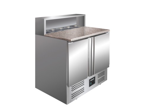 SARO Pizzatisch Modell GIANNI PS 900 - Material: (Gehäuse und Innenraum) Edelstahl; (Arbeitsplatte) Granit - 2 Türen,