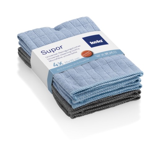 Universaltuch Supor 80%Polyester/20%Polyamid sommerblau 4tlg Mikrofaser 35,0x35, von Kela