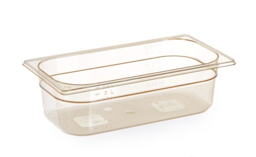 Gastronorm-Behälter 1/3 aus Grilamid - hochwertiges Polyamid, BPA-frei. 10 cm hoch. Bernsteinfarben.