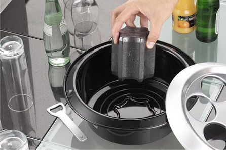 Alfi Flaschenkühler Konferenzboy CLASSIC, Farbe: schwarz/ silber, aus Kunststoff mit Edelstahlabdeckung, inkl. Kühlakku