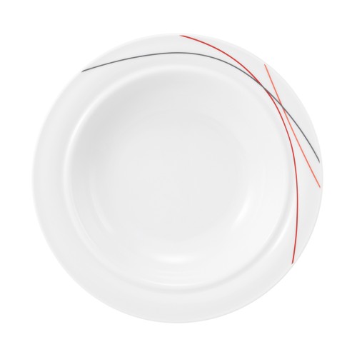 Seltmann Teller tief 23 cm, rund, Form: Community, Dekor: 57402 Red Line, hohe Kantenschlagfestigkeit, Made in Germany