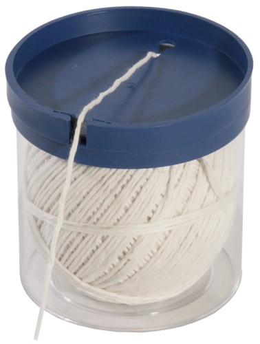 Grill- und Bratenschnur im wiederverwendbarem klarem Kunststoffspender, dickere weiche Schnur insbesondere für Braten