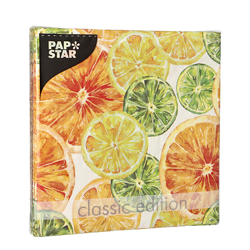 PAPSTAR 20 Servietten, 3-lagig 1/4-Falz 33 cm x 33 cm "Fruity Cocktail"