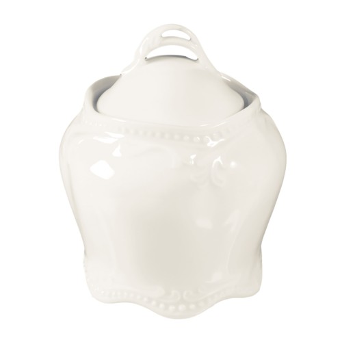 Seltmann Zuckerdose 0,22 l, rund mit Relief, Form: Rubin, weiss cream, hohe Kantenschlagfestigkeit, Made in Germany