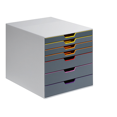 DURABLE Schubladenbox VARICOLOR® 7 DIN A4, DIN C4, Folio, Letter ABS Kunststoff Gehäusefarbe: grau Farbe der Schublade: mehrfarbig 7 Schubfächer