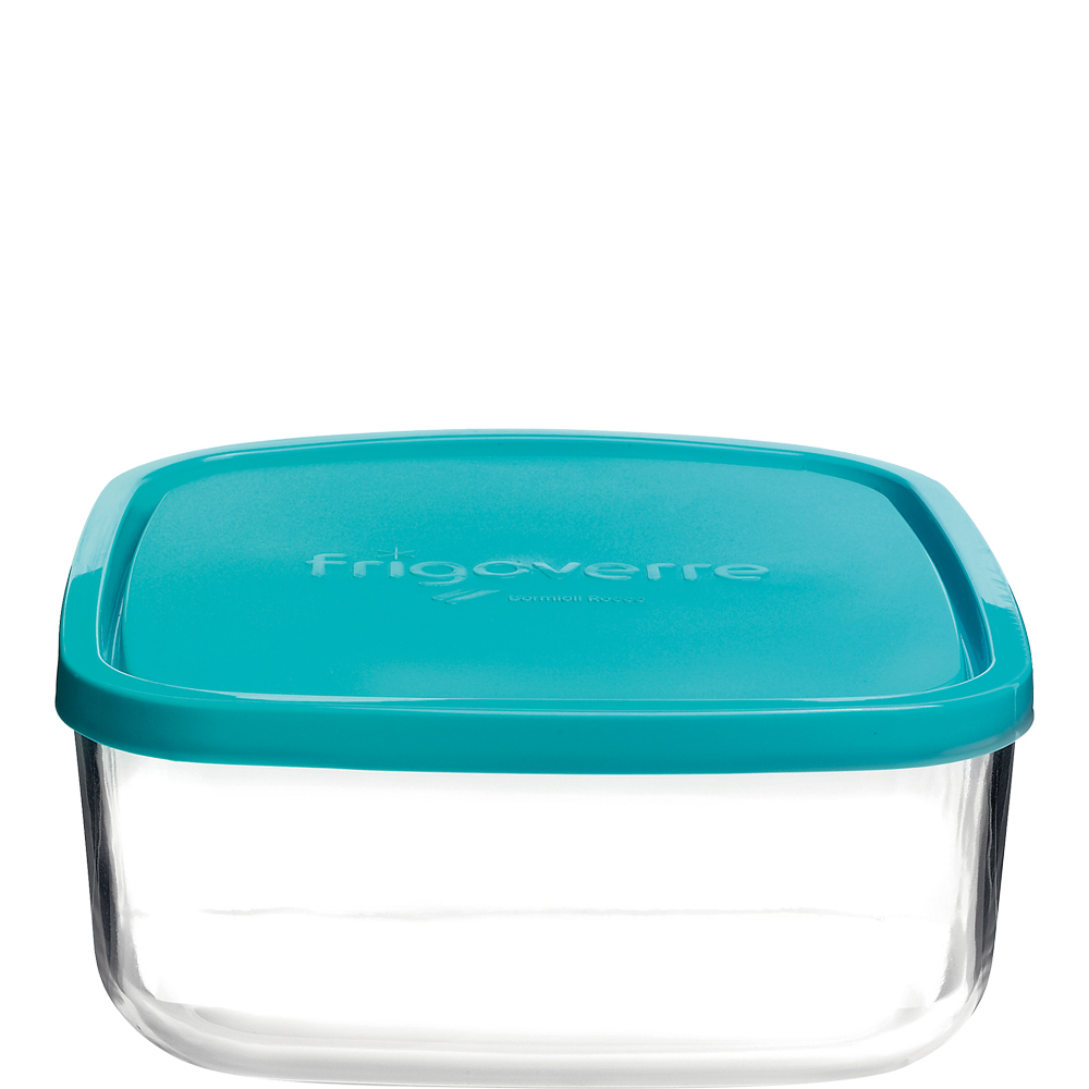 Bormioli Rocco Frigoverre Classic Box quadratisch 340cl, 225x225mm, blauer PP-Deckel, blau, Polypropylen (PP)