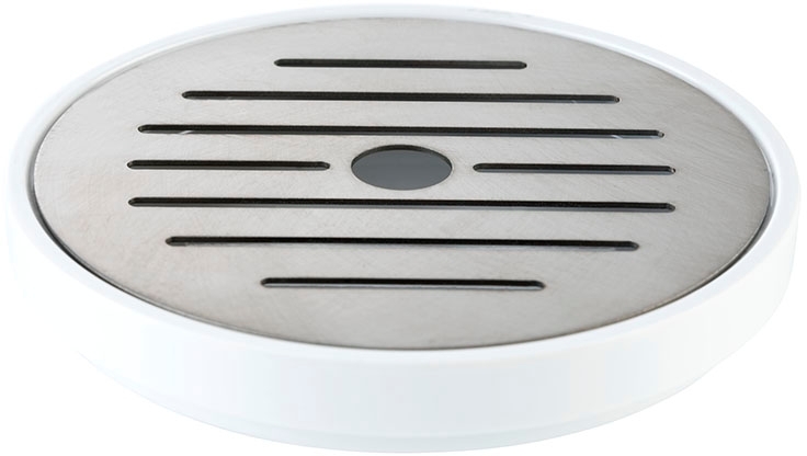 Tropfenschale, 2-teilig Ø 9,5 cm, H: 1,5 cm Melamin, weiß Gitter aus Edelstahl spülmaschinengeeignet stapelbar nicht