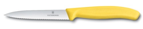 Victorinox SwissClassic Gemüsemesser, Mittelspitz, Wellenschliff, 10 cm, gelb