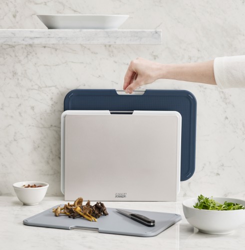 Joseph Joseph Nest - 3-teiliges Schneidebrett-Set, groß - grau