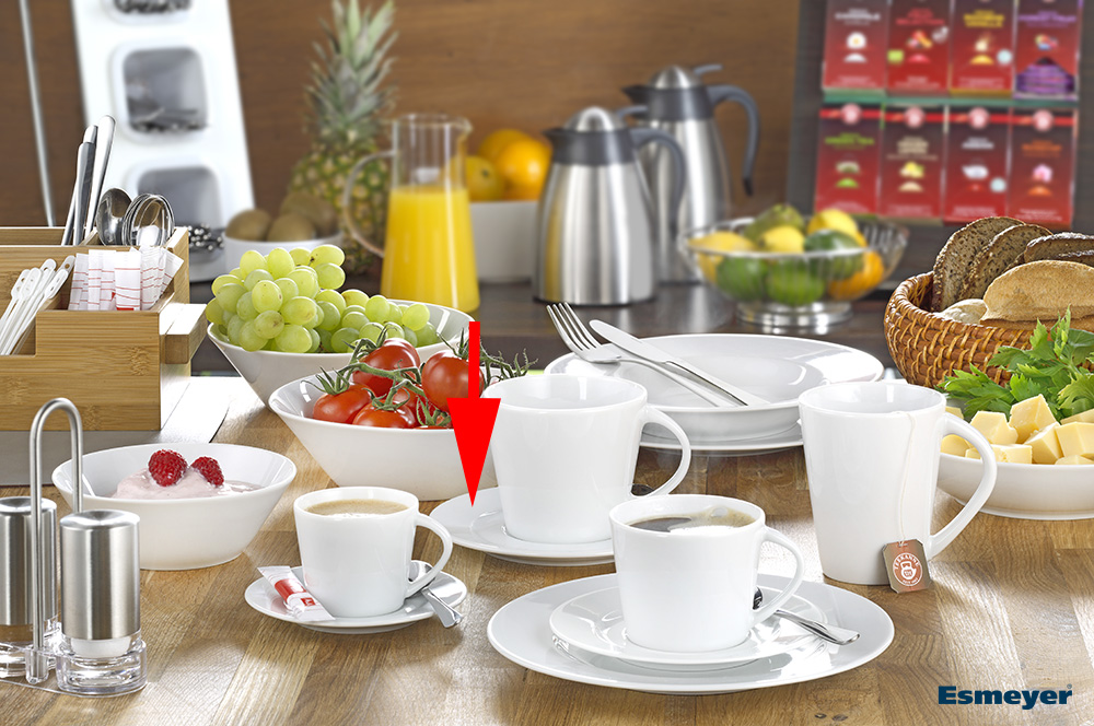 Untertasse zu Milchkaffee ISTA, Durchm. 16 cm, von caterado. Aus weißem Porzellan.Made in Europe. Höhe 1,5 cm.