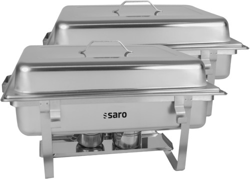 SARO Chafing Dish Twin-Pack ELENA - Material: (Gehäuse, Deckel und Deckelhalterung) Edelstahl, hochglanzpoliert, (Wasserbehälter) Edelstahl