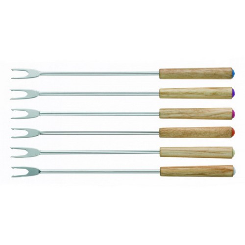 Kela Fonduegabeln Modessa Edelstahl 6tlg. mit Holzgriff 24,5cm