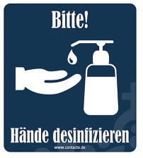 Aufkleber "Hände desinfizieren" - 10er Set je 5 Mal in 9 x 8 cm und 13,2 x 12 cm
