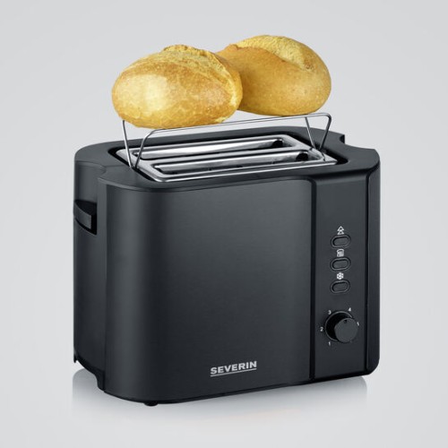 Severin Toaster, ca. 800 W, 2 Scheiben, integrierter Brötchen-Röstaufsatz, Defroster-Stufe - Aufwärm-Stufe - Auslösetaste
