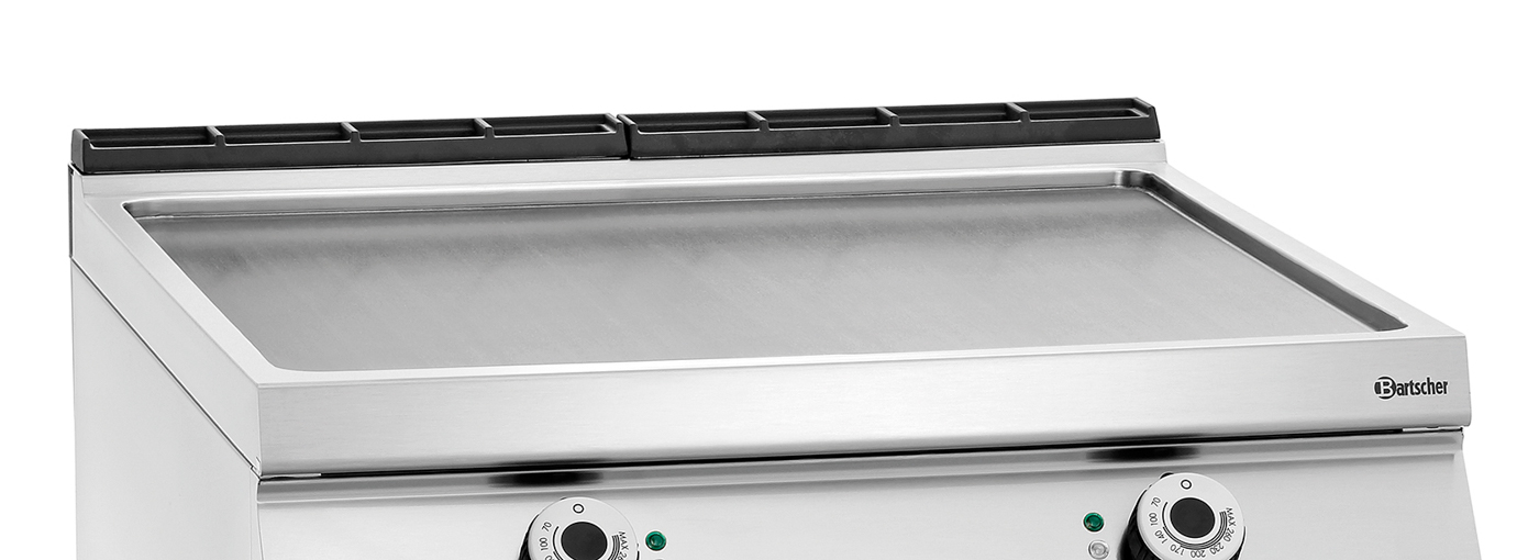 Bartscher Elektro-Griddleplatte, glatt, OU |Anzahl Heizzonen: 2 | Maße: 80 x 90 x 90,0 cm.Gewicht: 123 kg