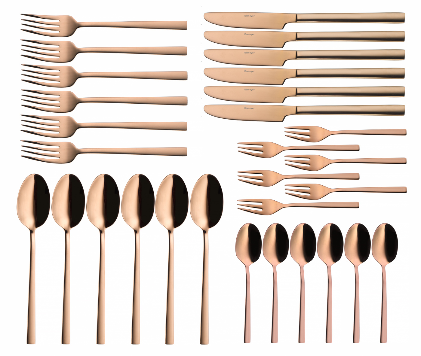 30-teiliges Besteck MELINA, Edelstahl, mit PVD-Beschichtung in kupfer,